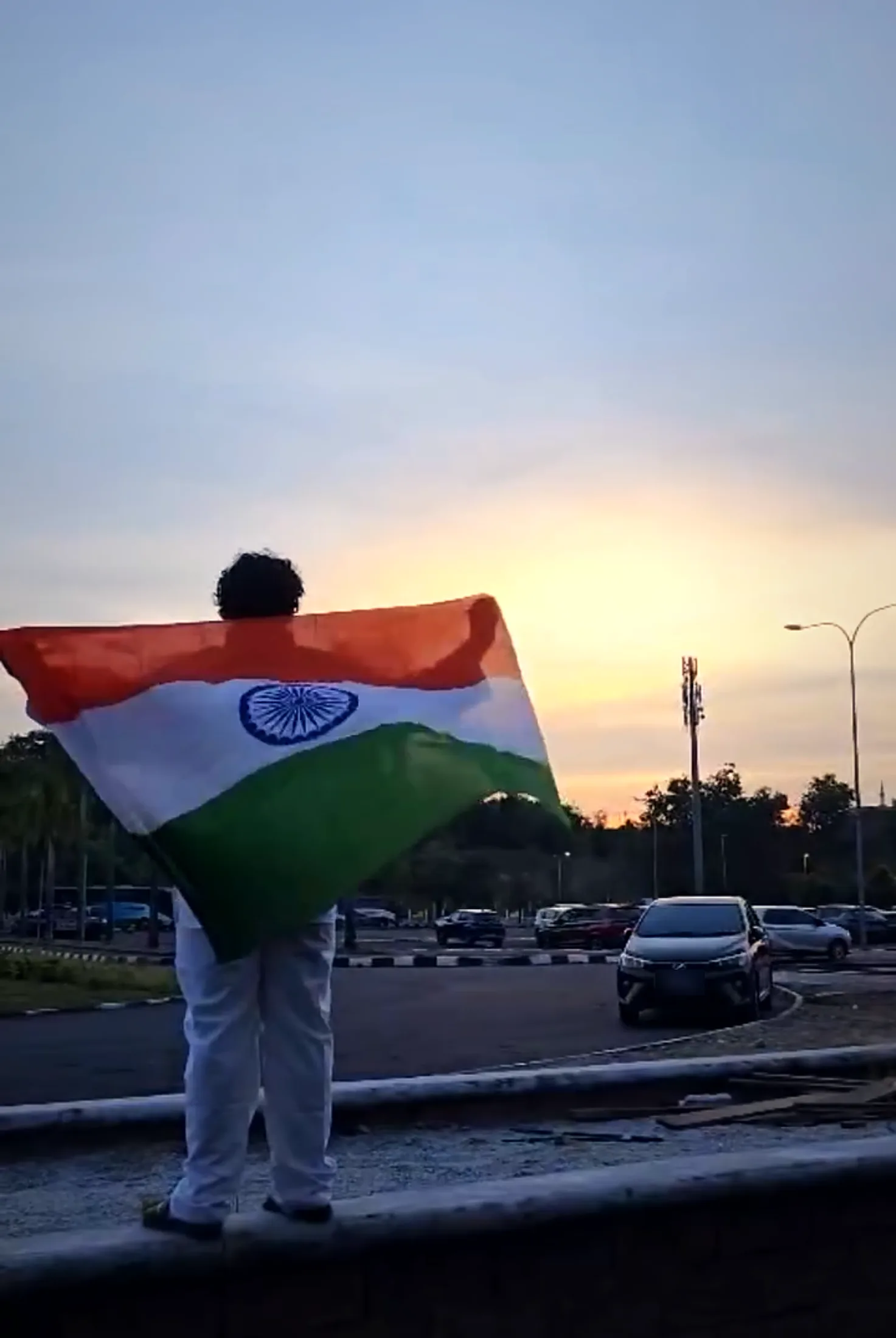 The Indian flag at sunset